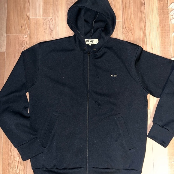 COMME DES GARCONS CDG PLAY BLACK HEART FULL ZIP BACK PRINT HOODIE SIZE XXL - Picture 3 of 9